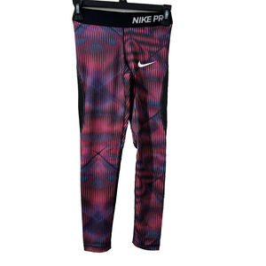 NIKE PRO Girls Leggings Print Athletic Multicolor Size Мedium A003095